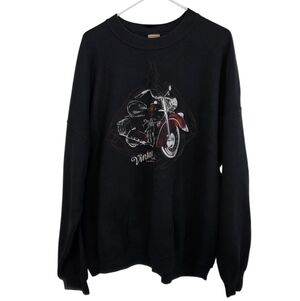 Vintage George Black Motorcycle Graphic Crewneck Sweatshirt 2XL